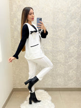 CHALECO BLANCO CON MOÑOS