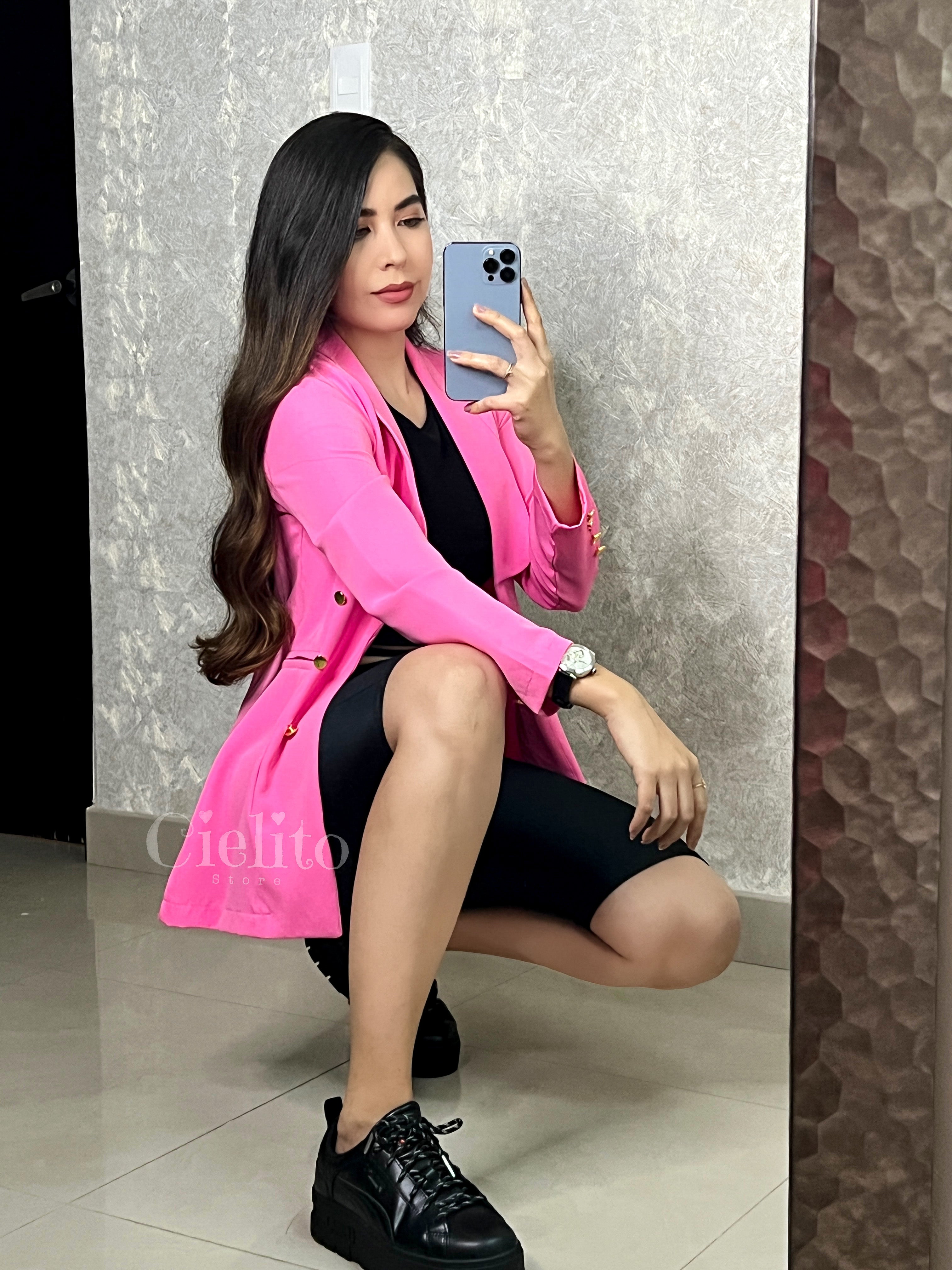 BLAZER ROSA CON BOTÓN DORADO