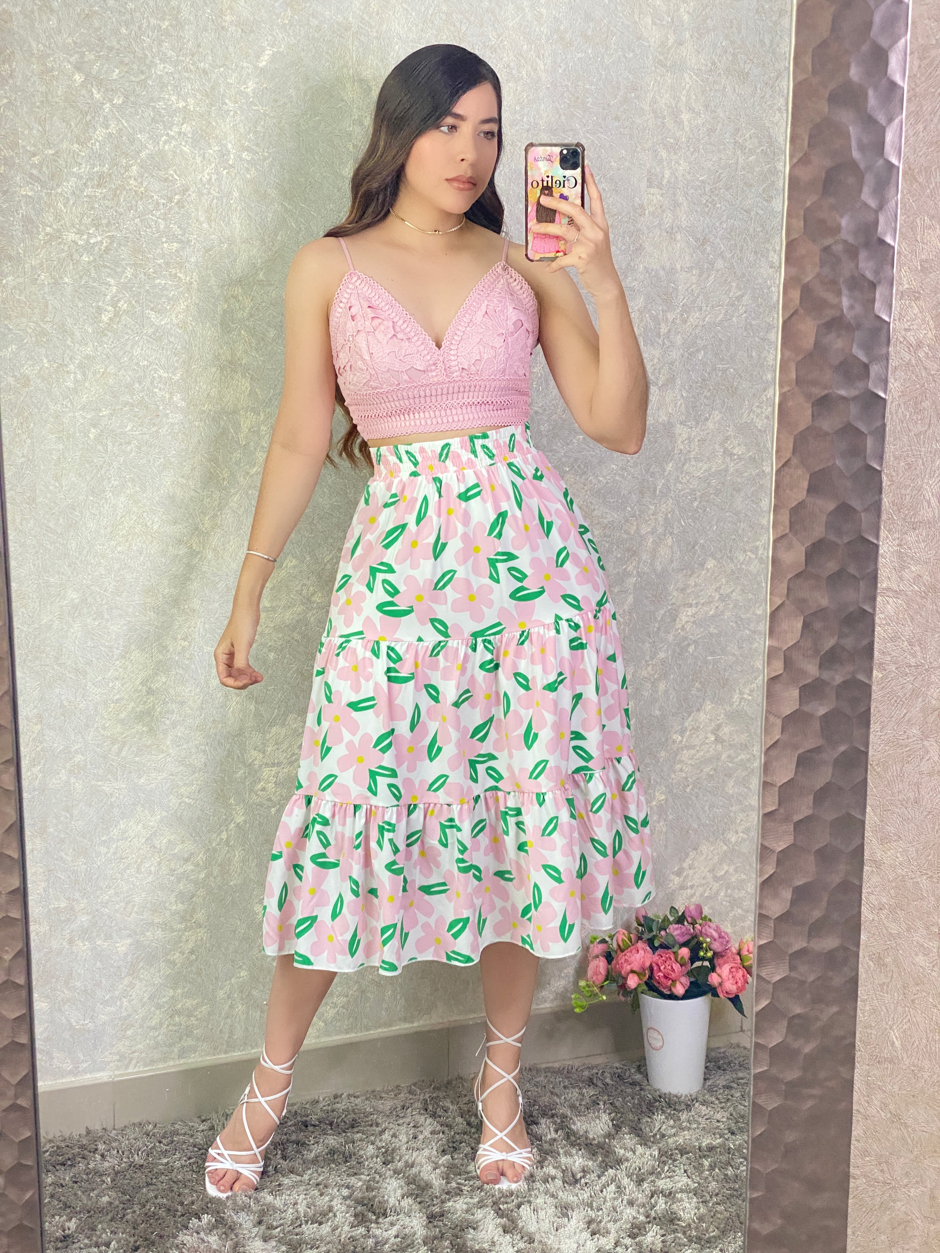 Bralette rosa  tejido