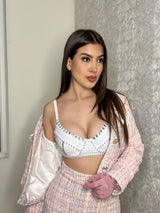 Bralette blanco con perlas