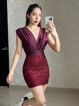 VESTIDO ROJO CON LENTEJUELAS