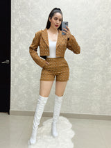 SHORT CAFÉ CON PIEDRAS