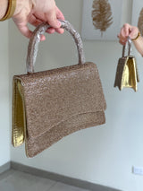 BOLSO DORADO CON PIEDRITAS